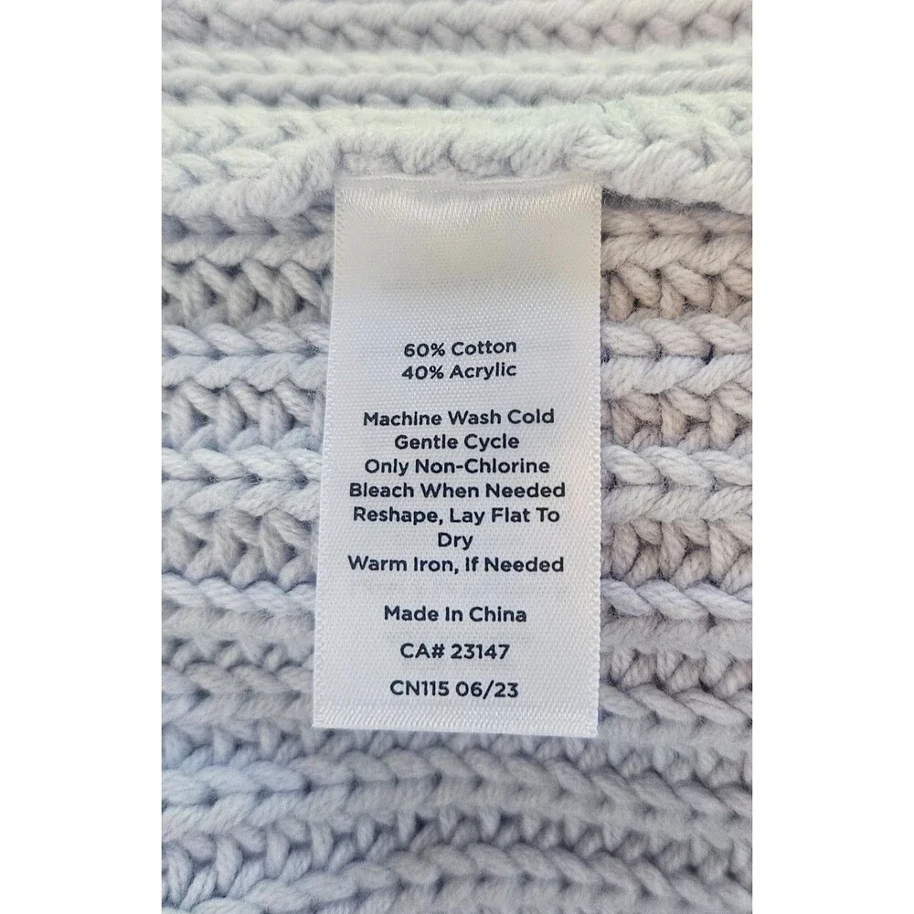 HAVEN WELL WITHIN Cable Knit Sweater XL 1/4 Zip Blue Fisherman Coastal Relaxed